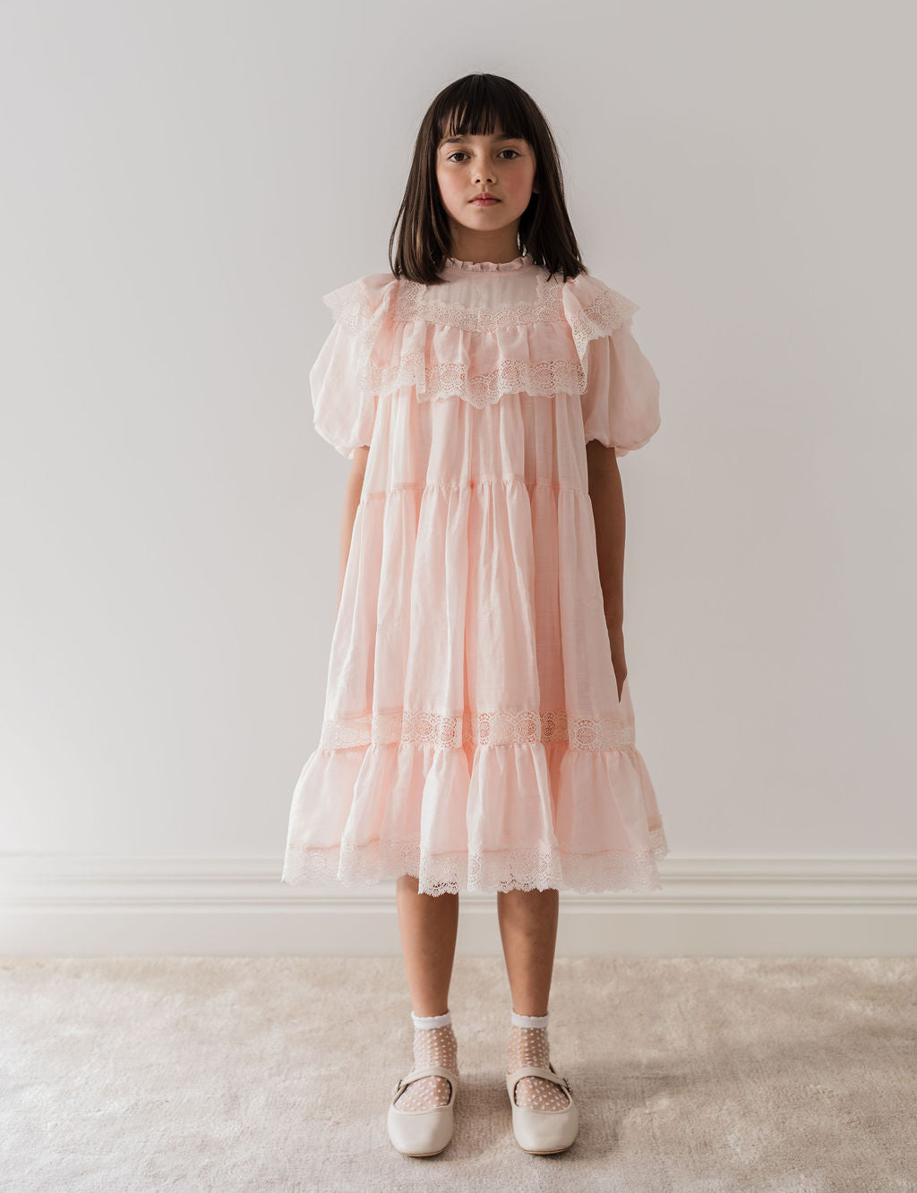 Short Sleeve Poppy Lace Trim Dress