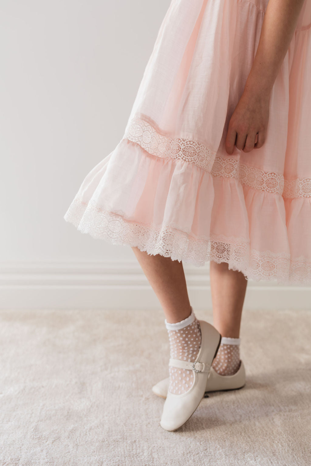 Short Sleeve Poppy Lace Trim Dress