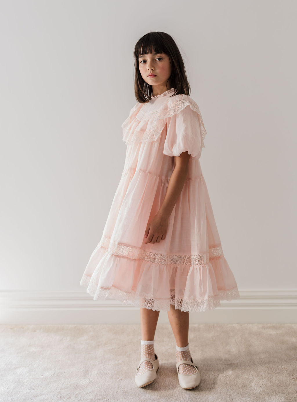 Short Sleeve Poppy Lace Trim Dress