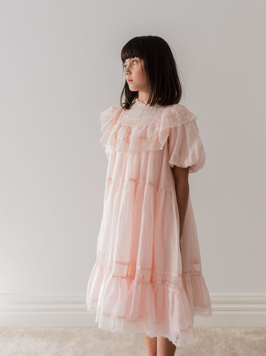 Short Sleeve Poppy Lace Trim Dress
