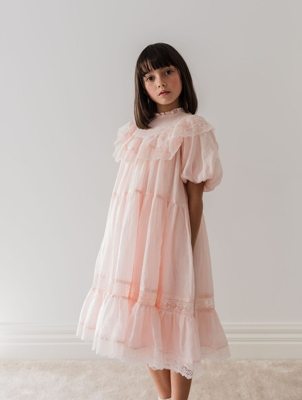 Short Sleeve Poppy Lace Trim Dress