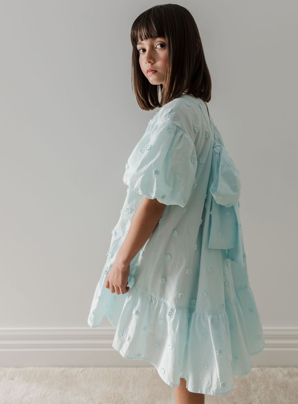 Daisy Applique Dress With Bow