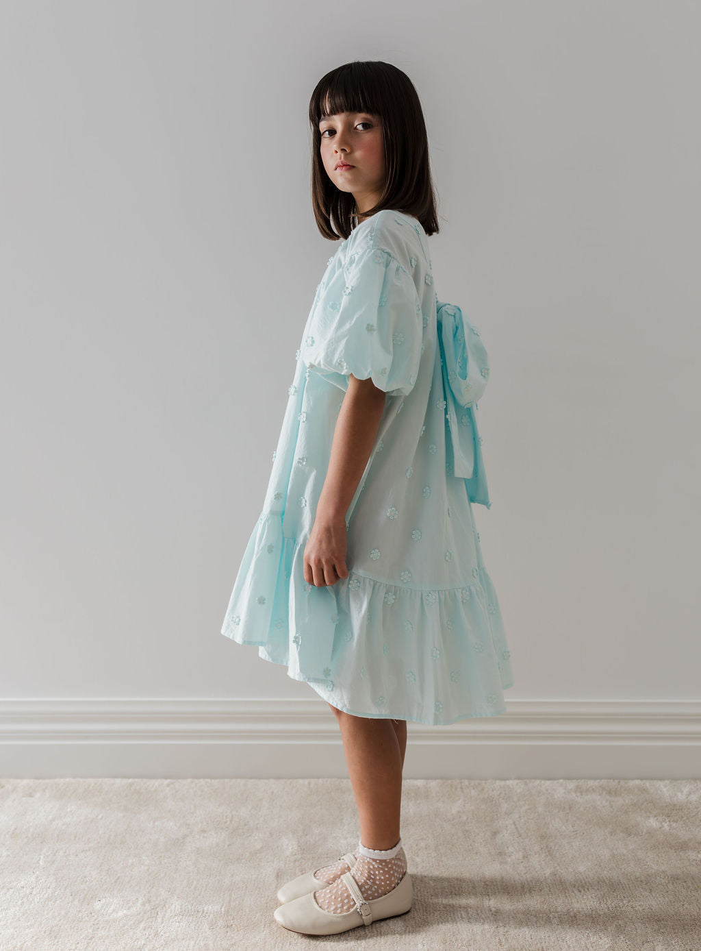 Daisy Applique Dress With Bow