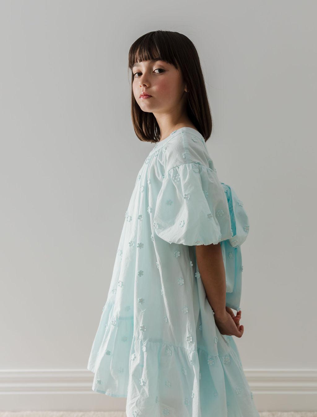 Daisy Applique Dress With Bow