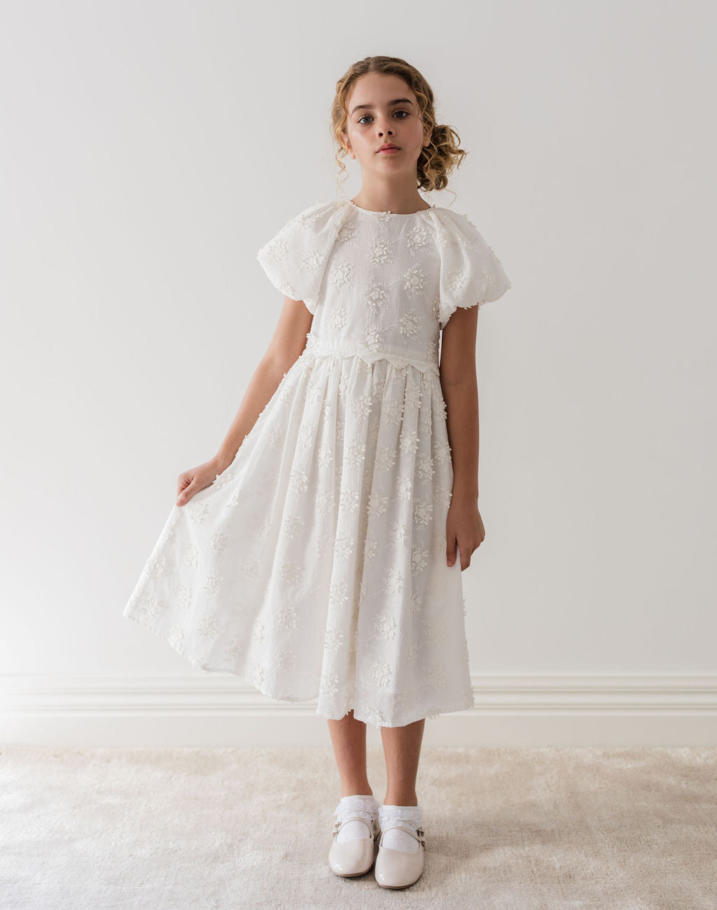 Tie Back Embroidered Dress