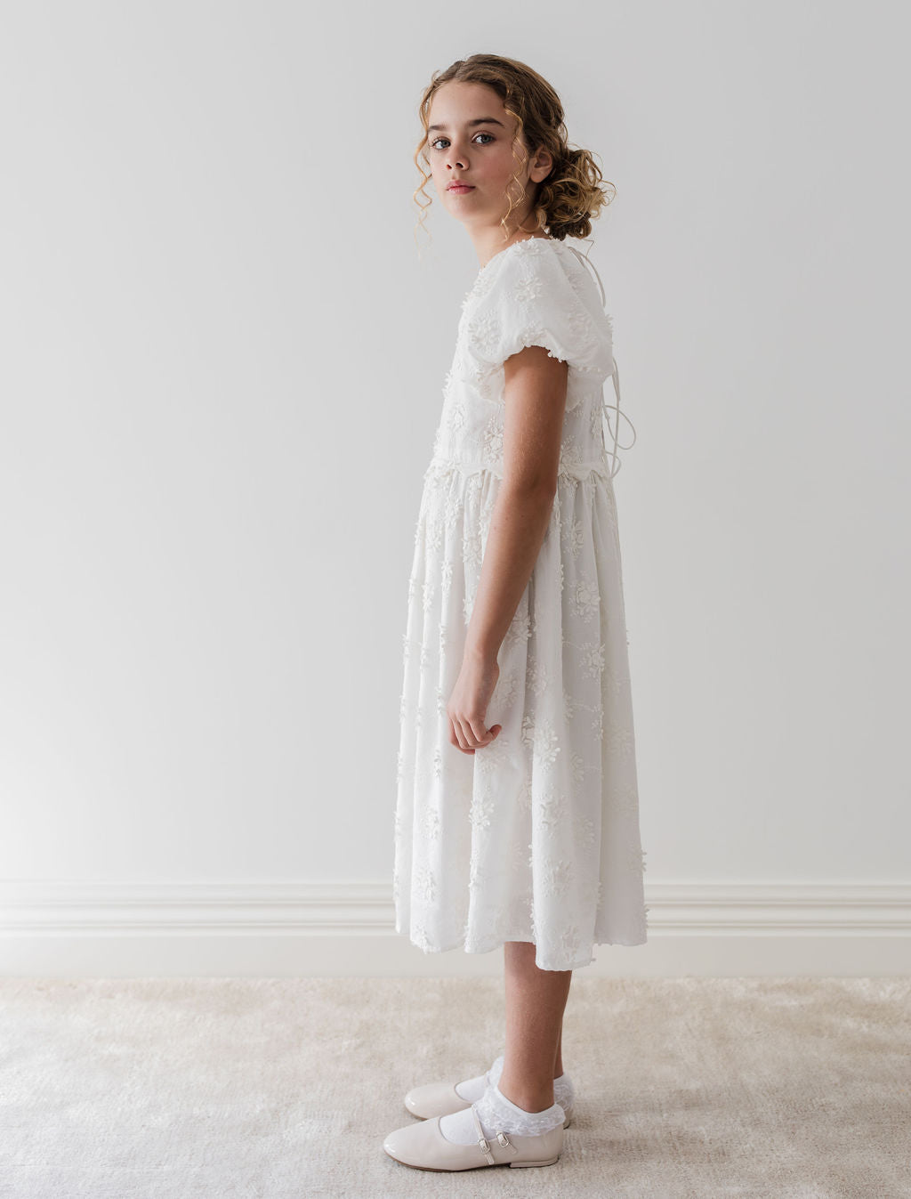 Tie Back Embroidered Dress