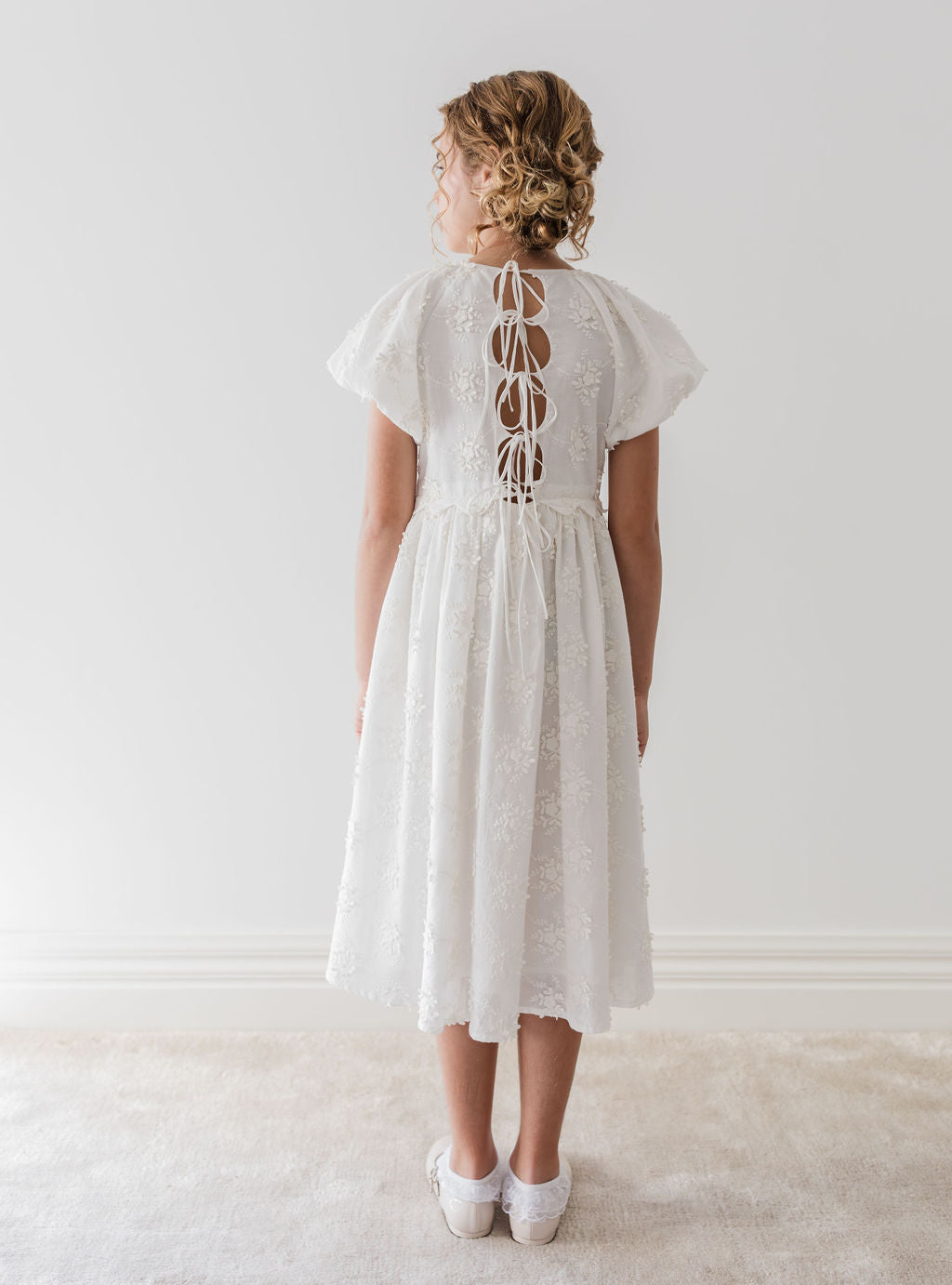 Tie Back Embroidered Dress
