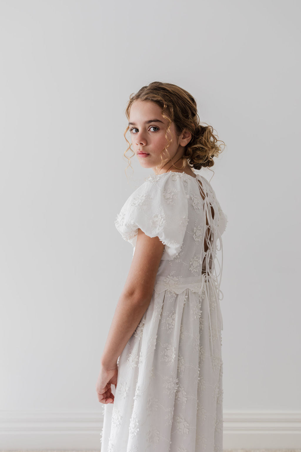 Tie Back Embroidered Dress