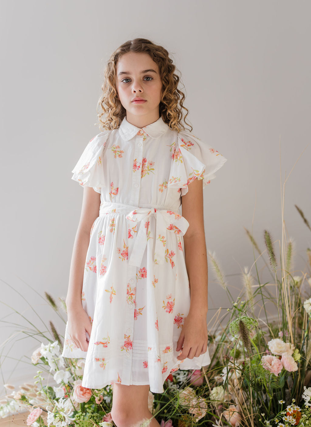 Flutter Sleeve Voile Dress