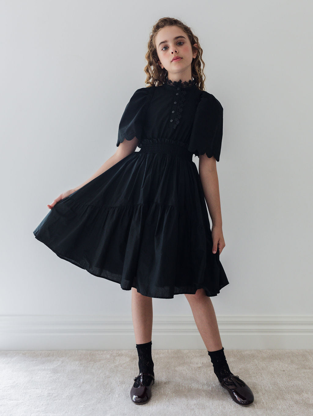 Shirred Waist Voile Dress