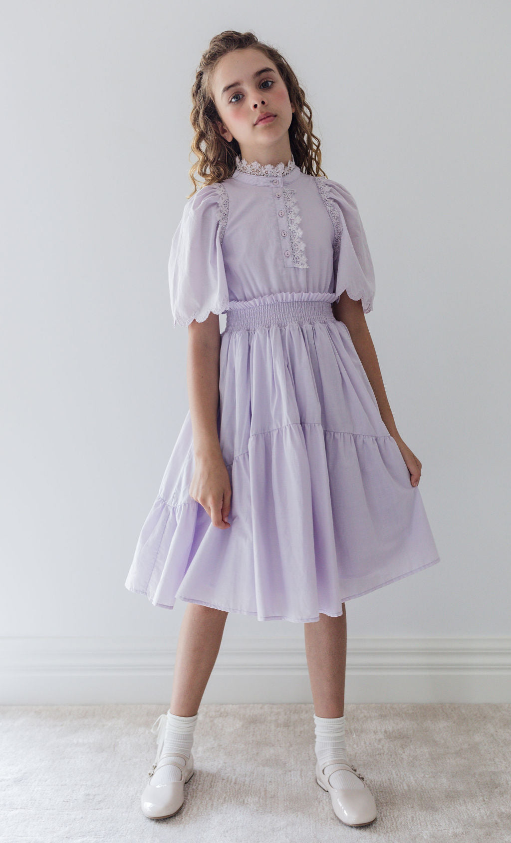 Shirred Waist Voile Dress