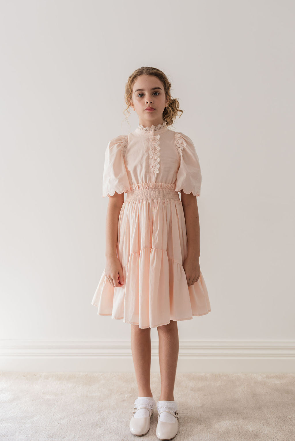 Shirred Waist Voile Dress