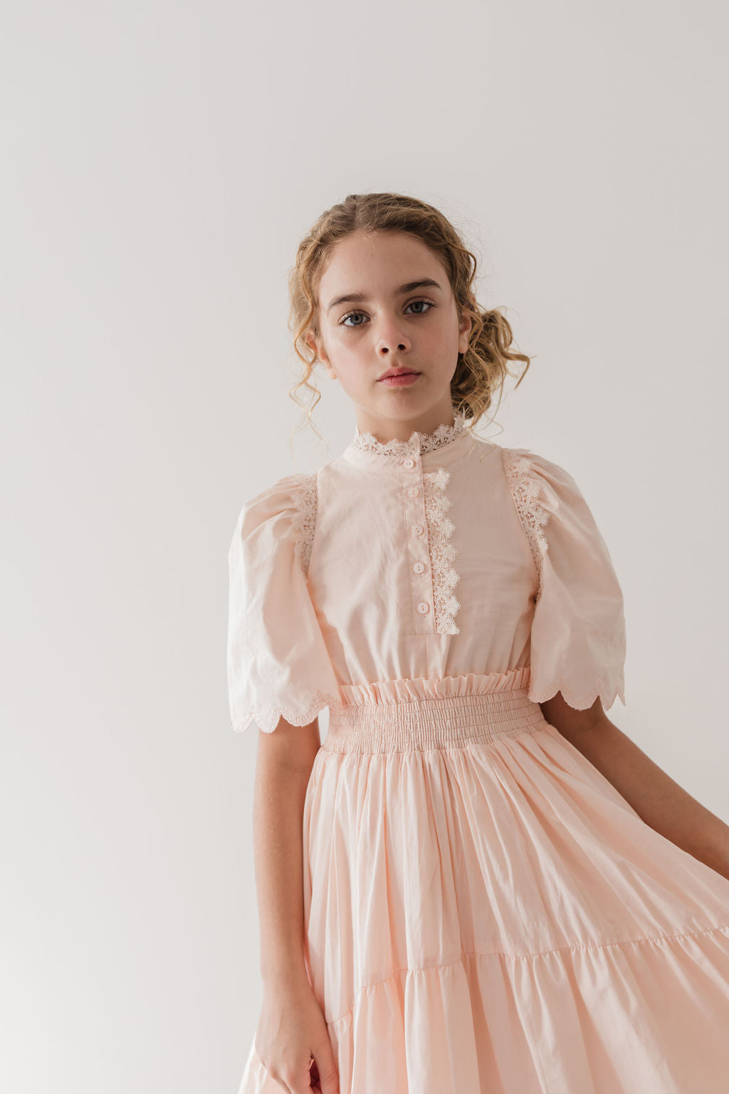 Shirred Waist Voile Dress