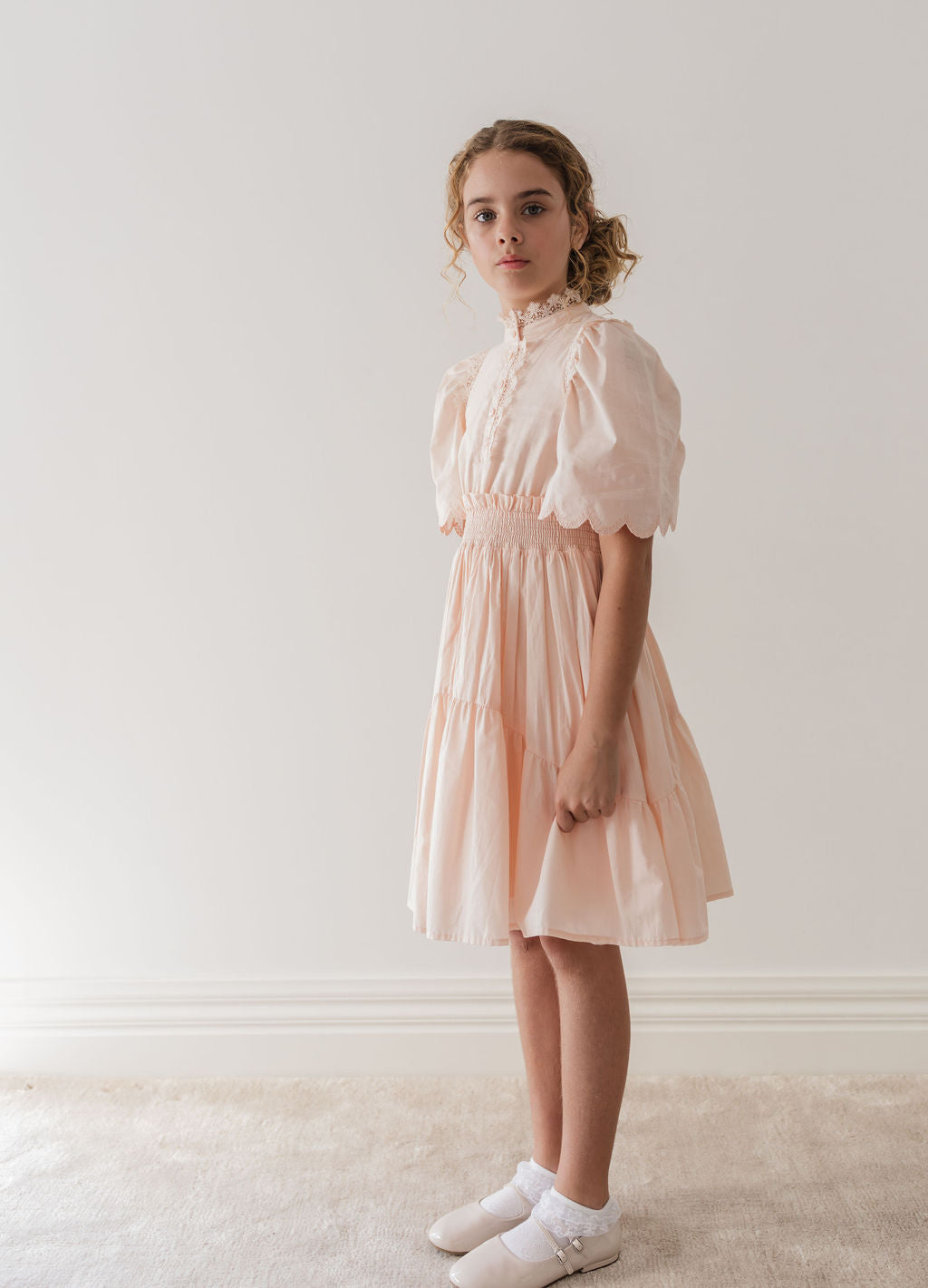 Shirred Waist Voile Dress