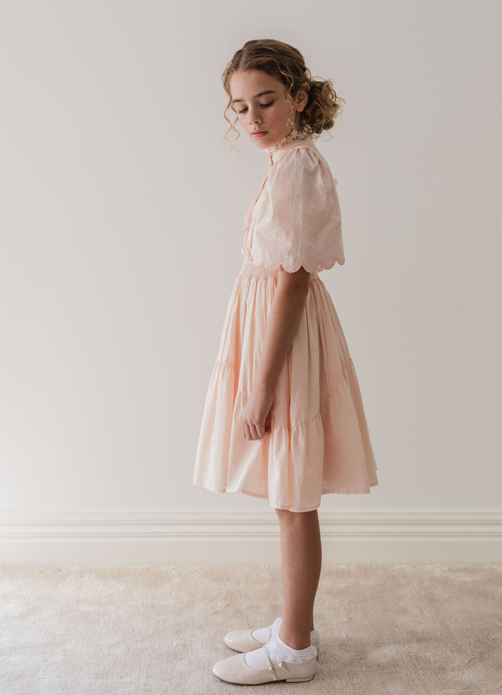 Shirred Waist Voile Dress