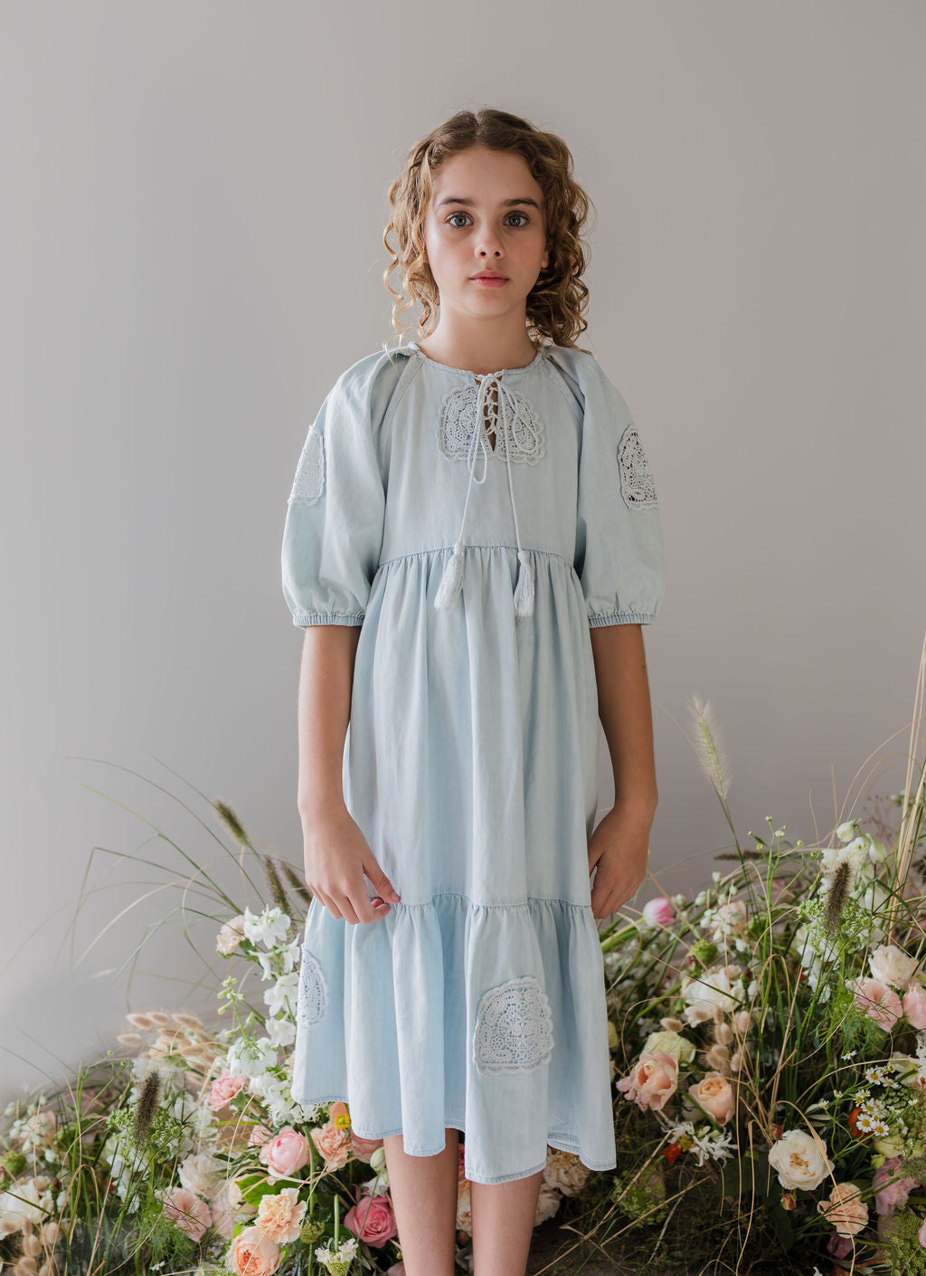 Crochet Doily Chambray Dress