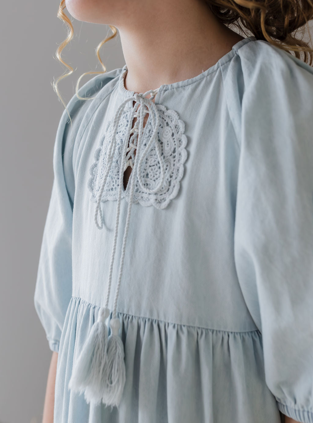 Crochet Doily Chambray Dress