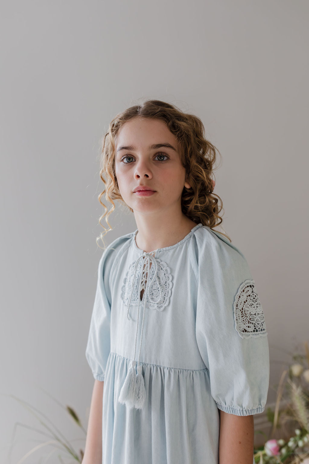 Crochet Doily Chambray Dress