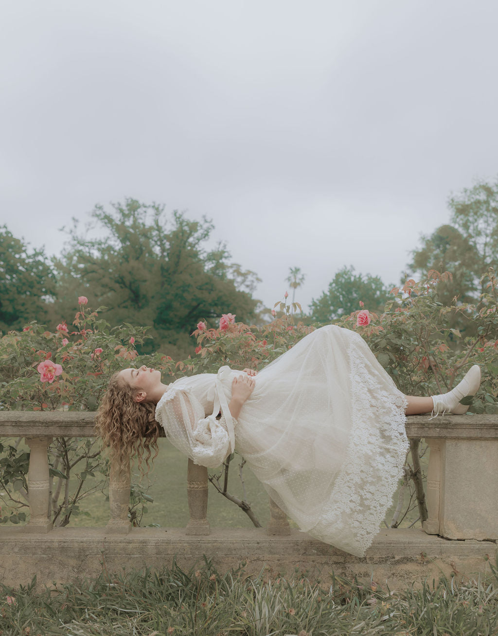 Spot Tulle With Lace Applique Gown
