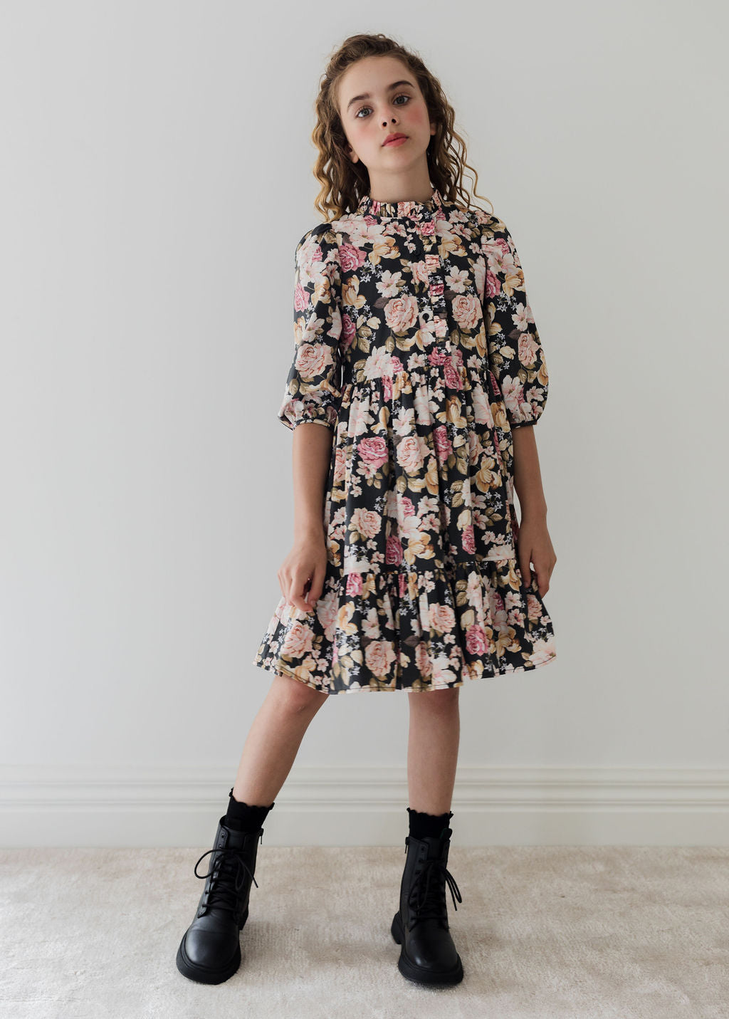 Romantic Floral Cord Dress