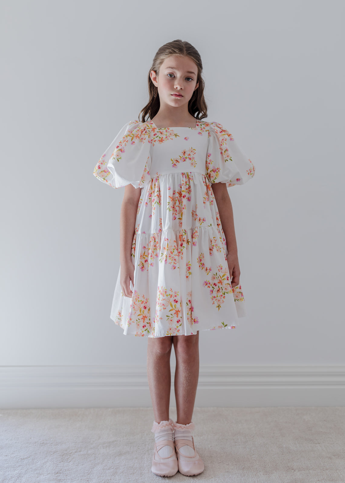 Short Sleeve Ditsy Print Poplin Dress