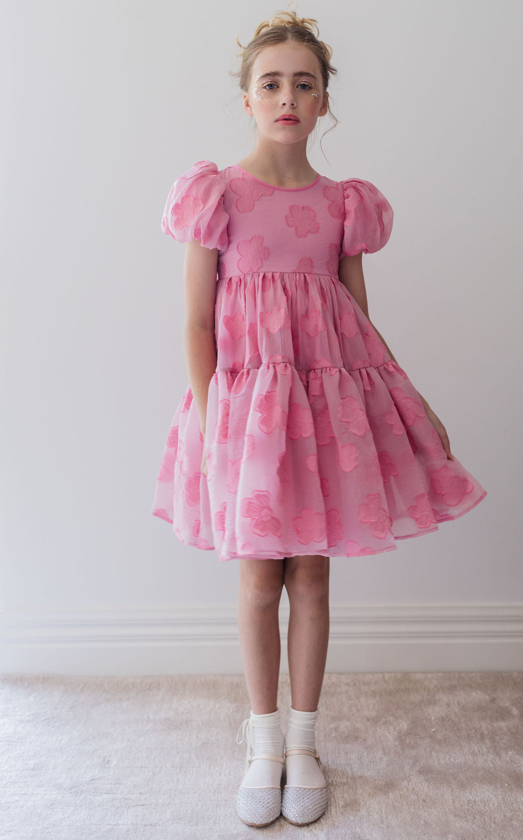 Burnout Dress with Organza Bow