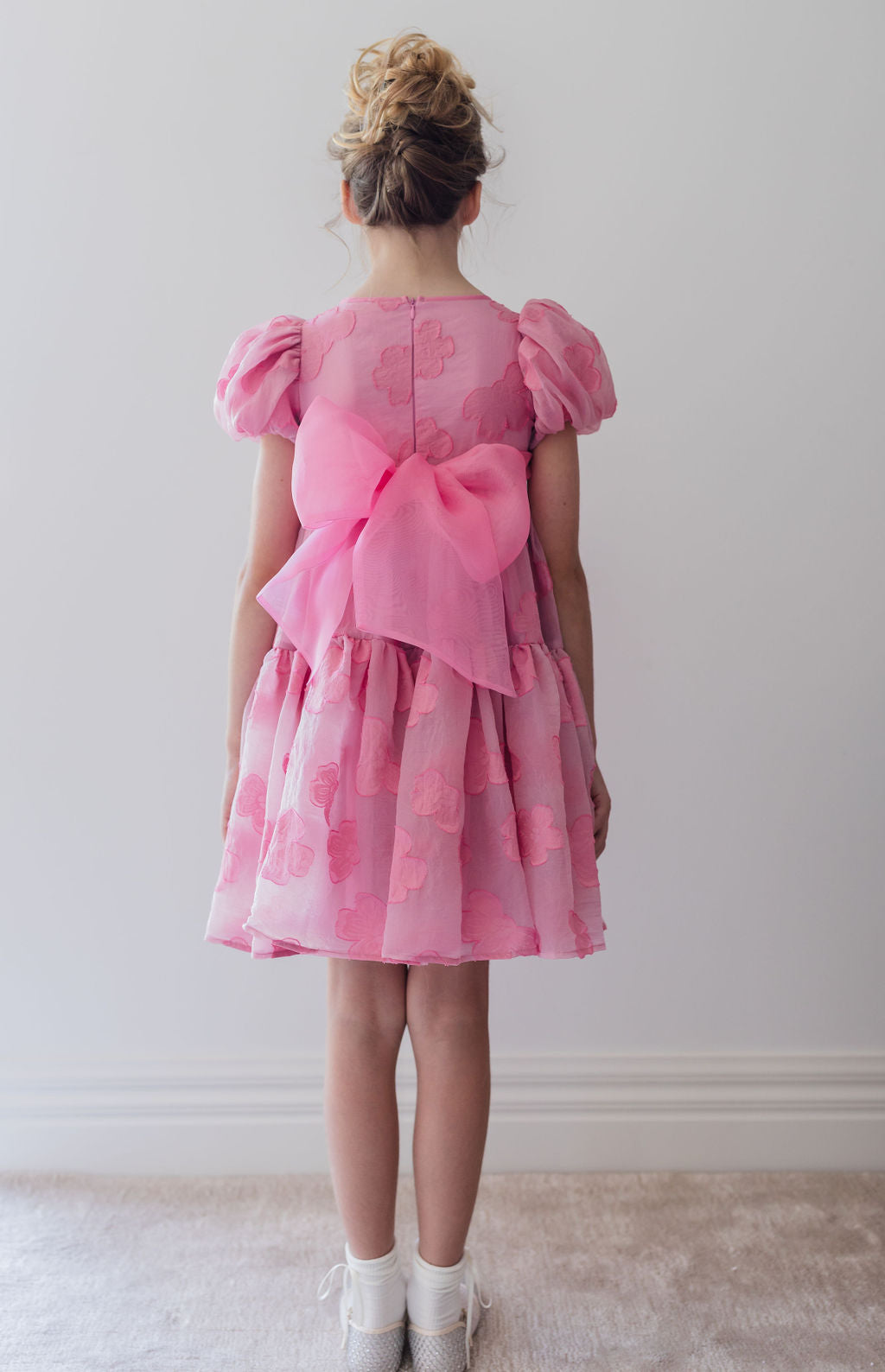 Burnout Dress with Organza Bow