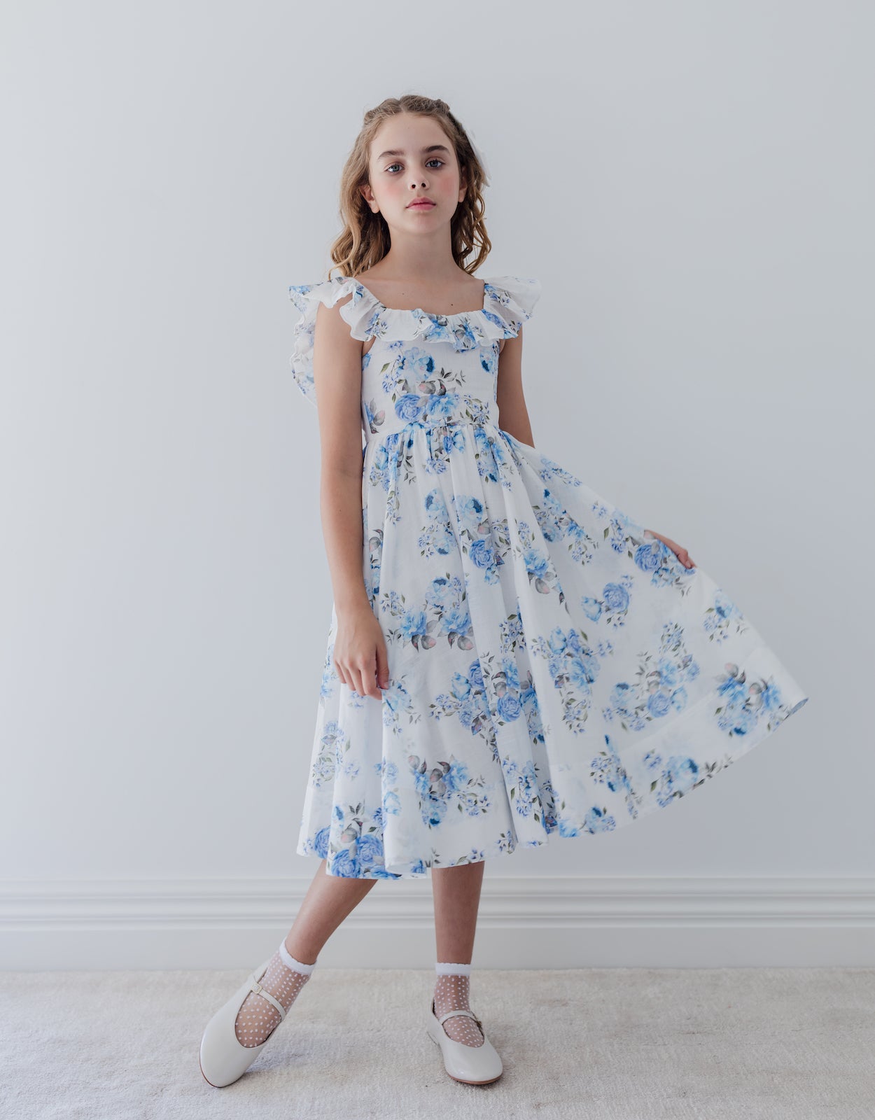 Blue Rose Tie-Back Dress