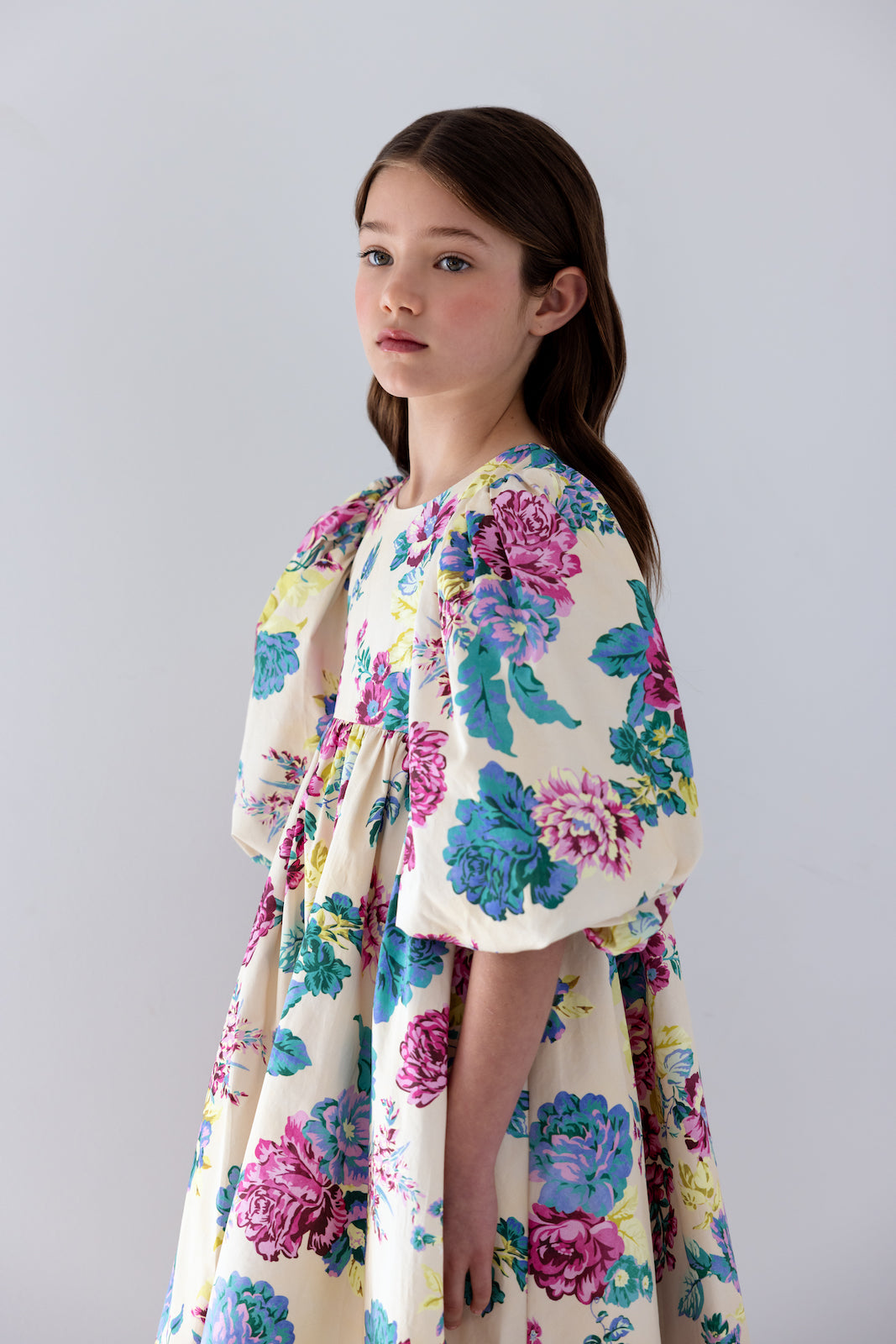 Jewel Print Round Neck Poplin Dress