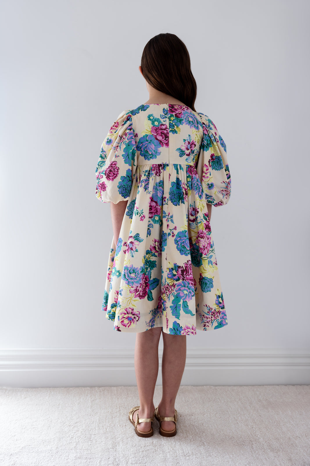 Jewel Print Round Neck Poplin Dress