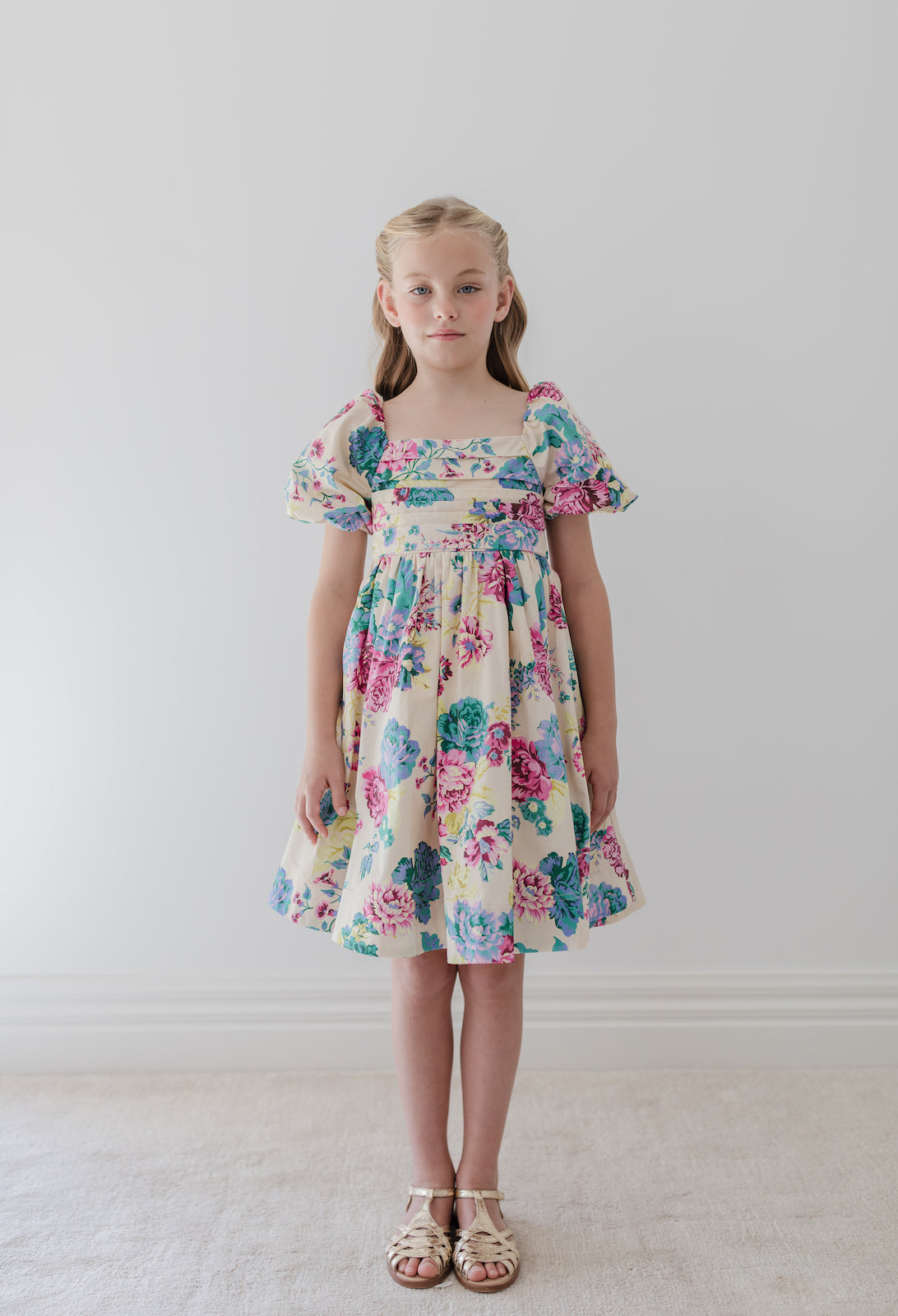 Jewel Print Square Neck Poplin Dress