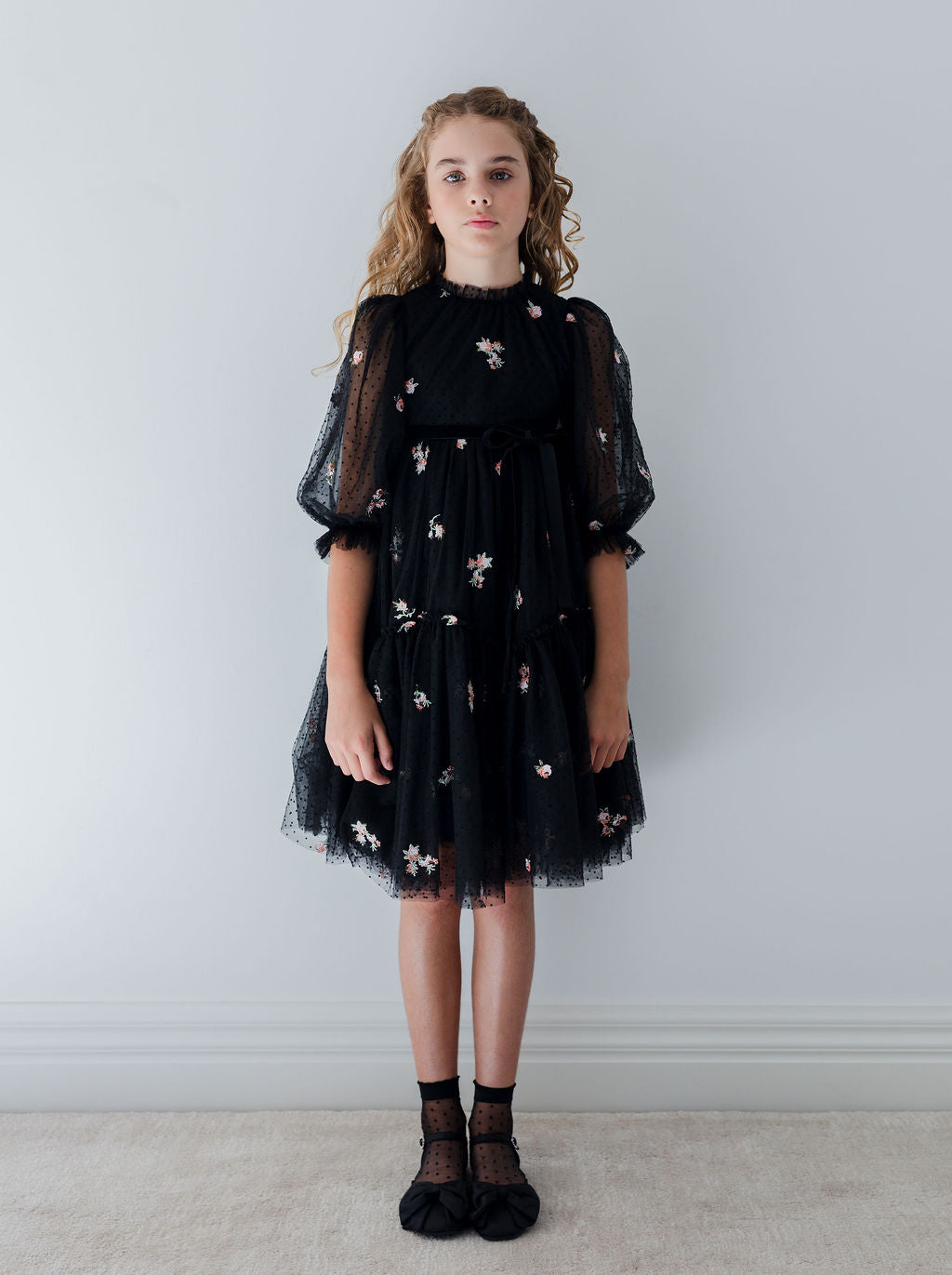 Petite Rosebud Embroidered Dress