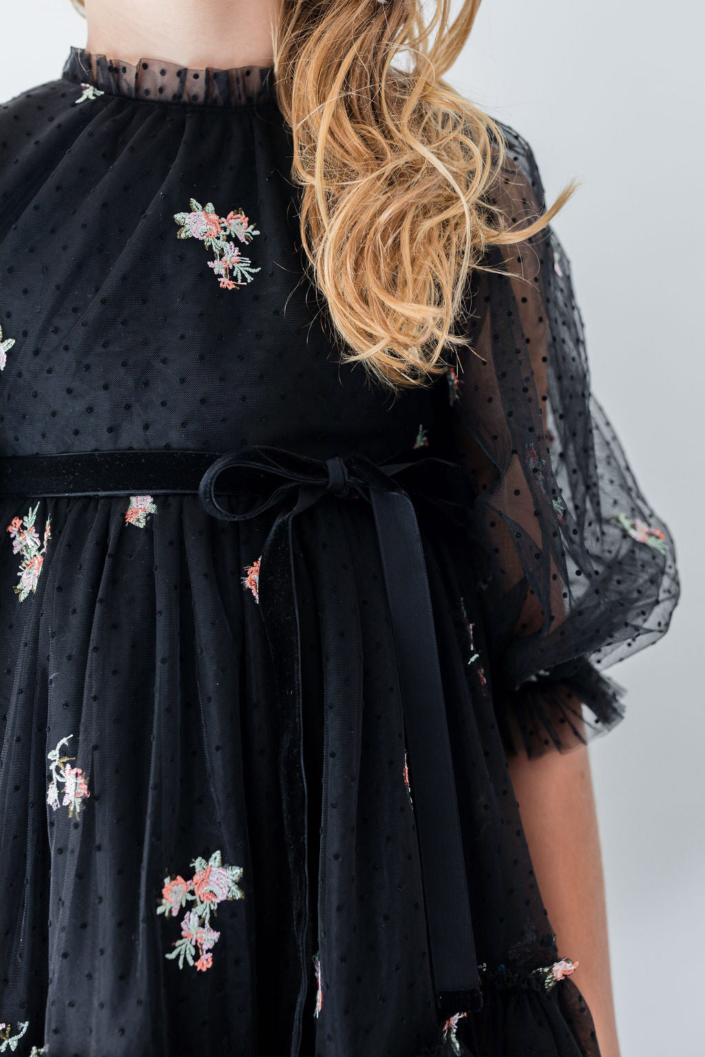 Petite Rosebud Embroidered Dress