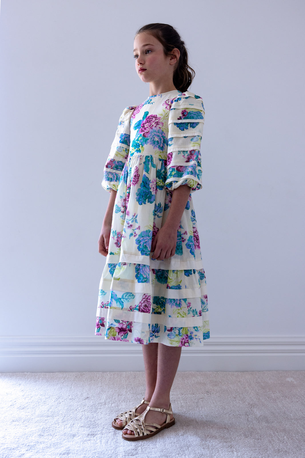 Jewel Print Voile Pleat Dress