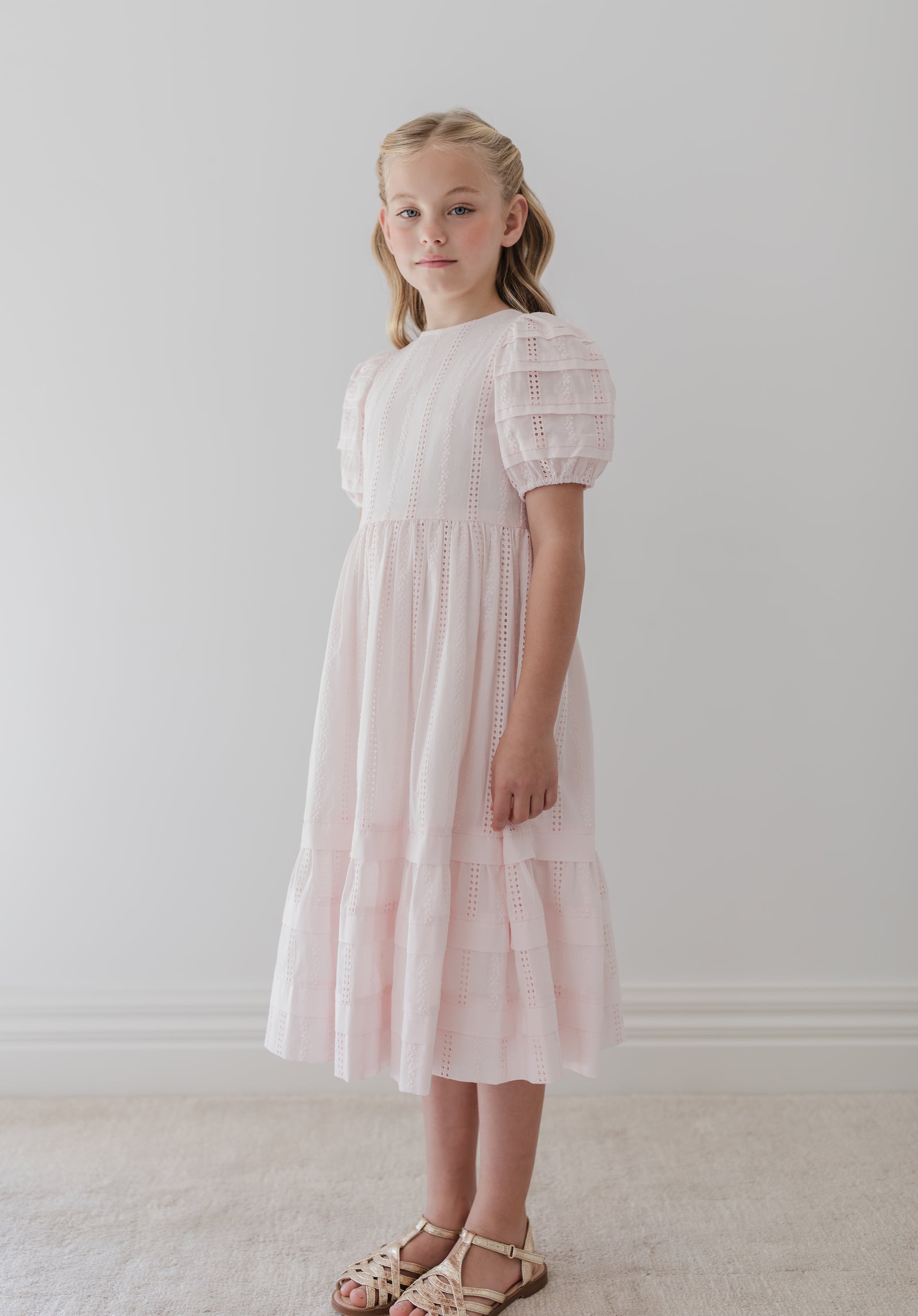 Ice Pink Broderie Trellis Dress