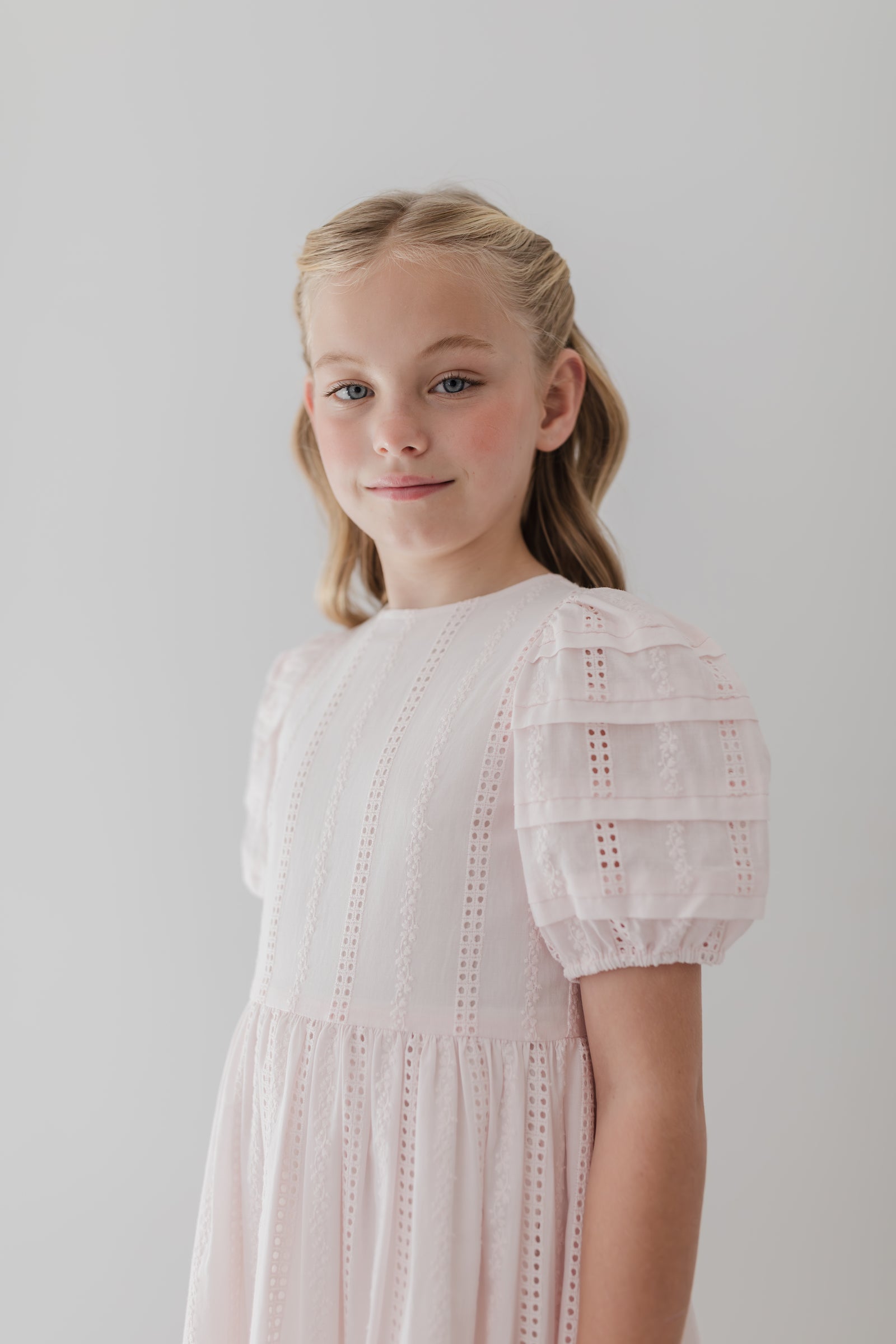 Ice Pink Broderie Trellis Dress