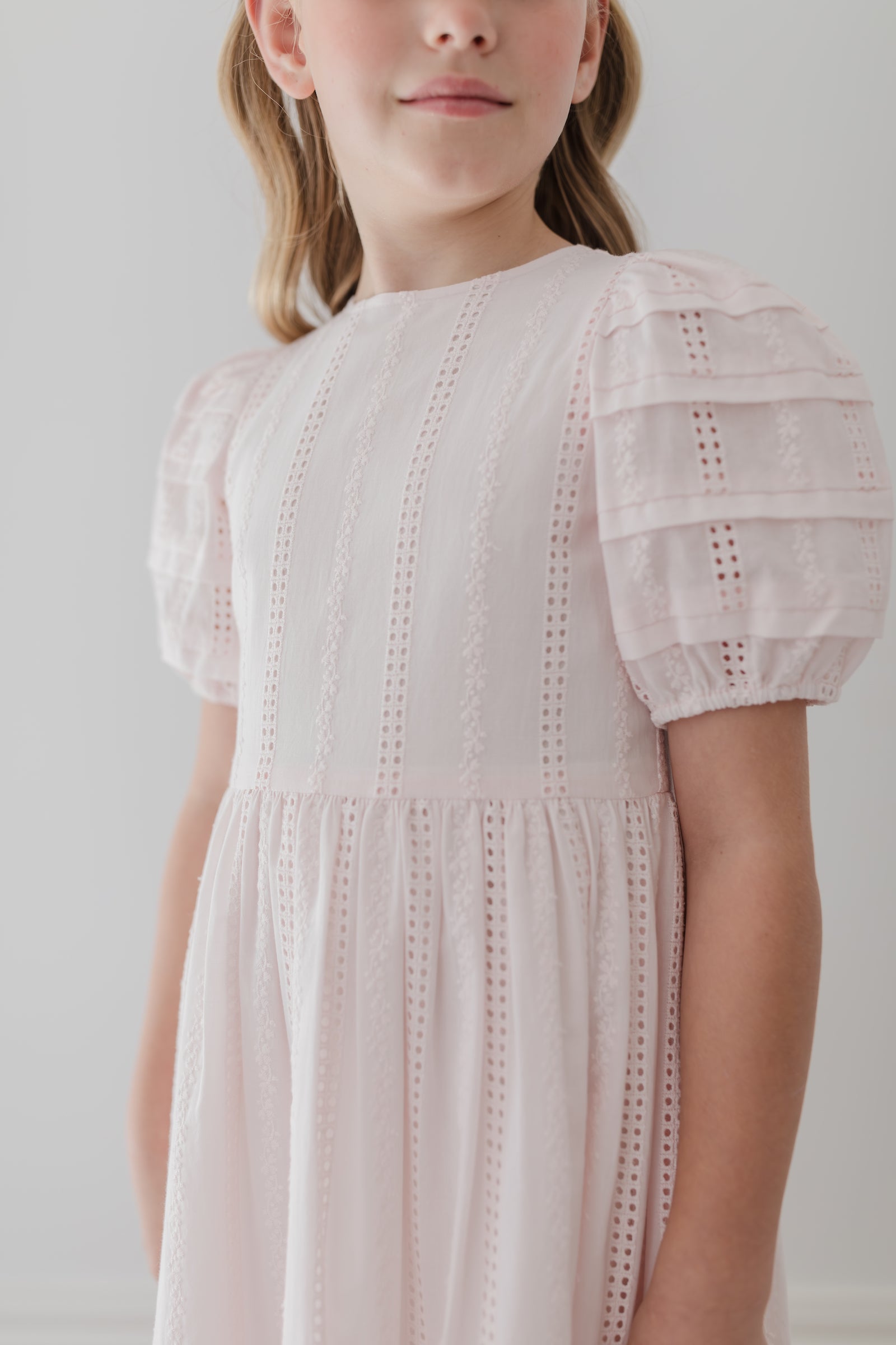 Ice Pink Broderie Trellis Dress