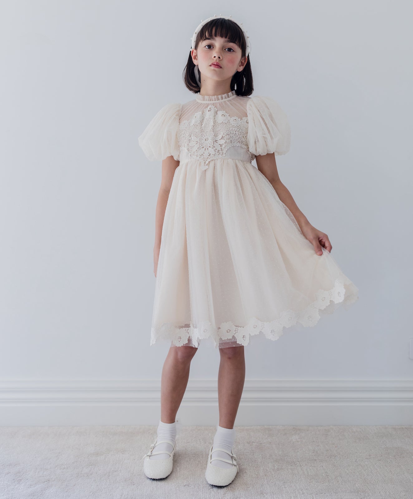 Vintage Applique Bodice Tulle Dress