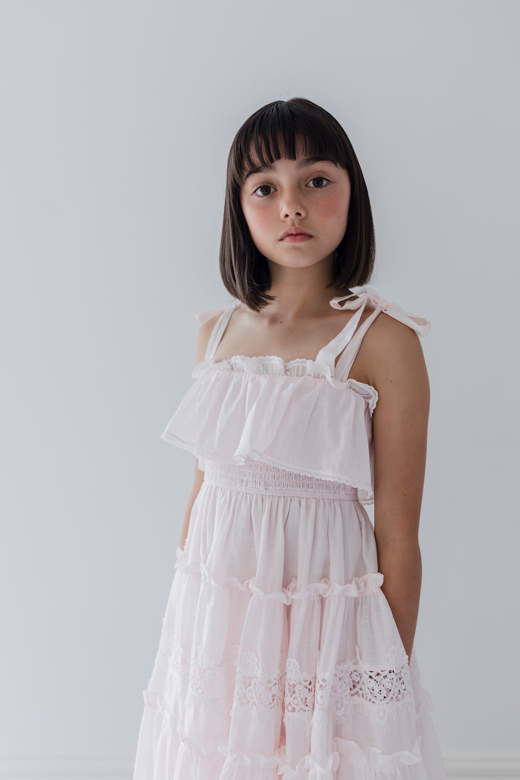 Ice Pink Shirred Bodice Dress