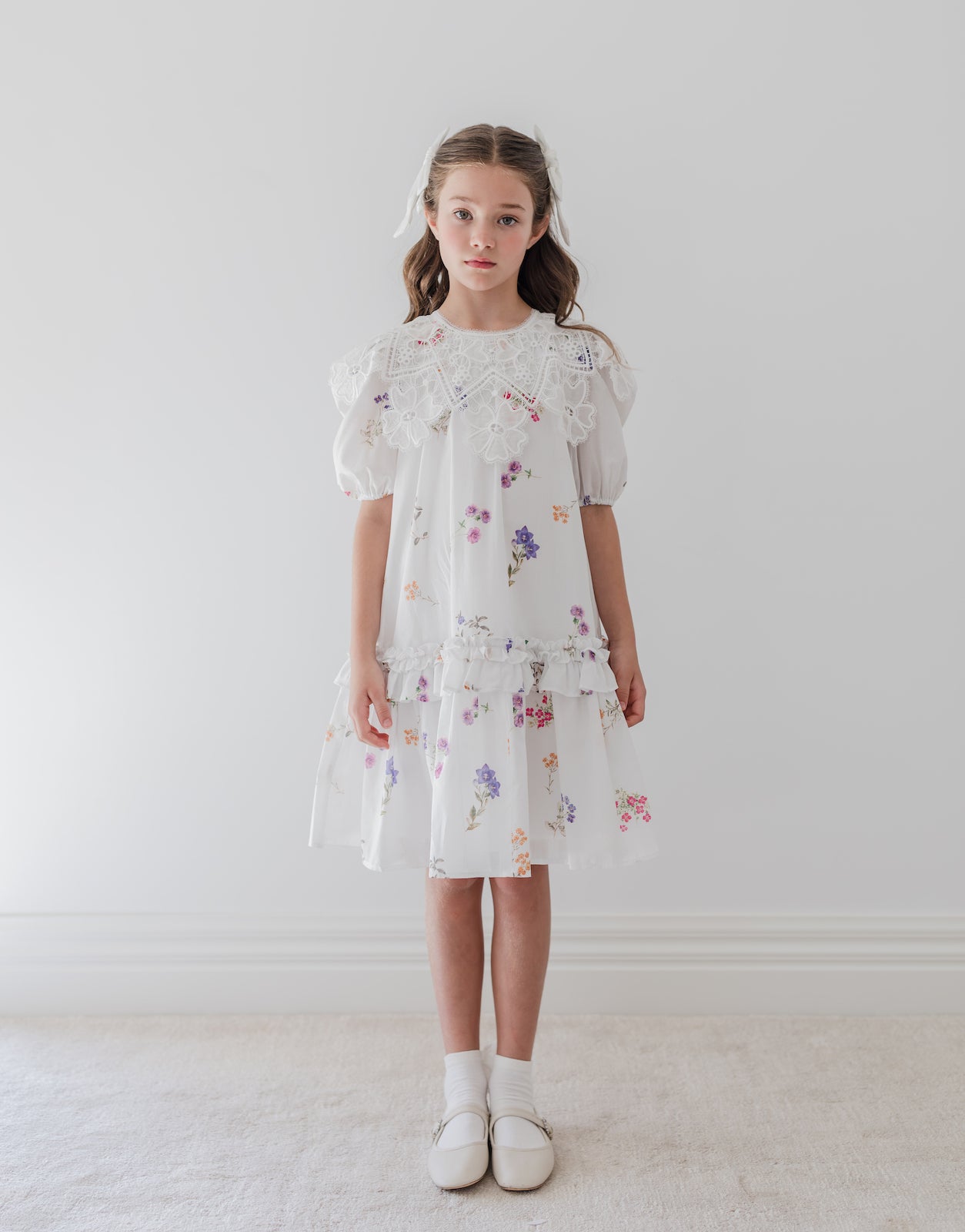 Floral Sketch Collar Dress
