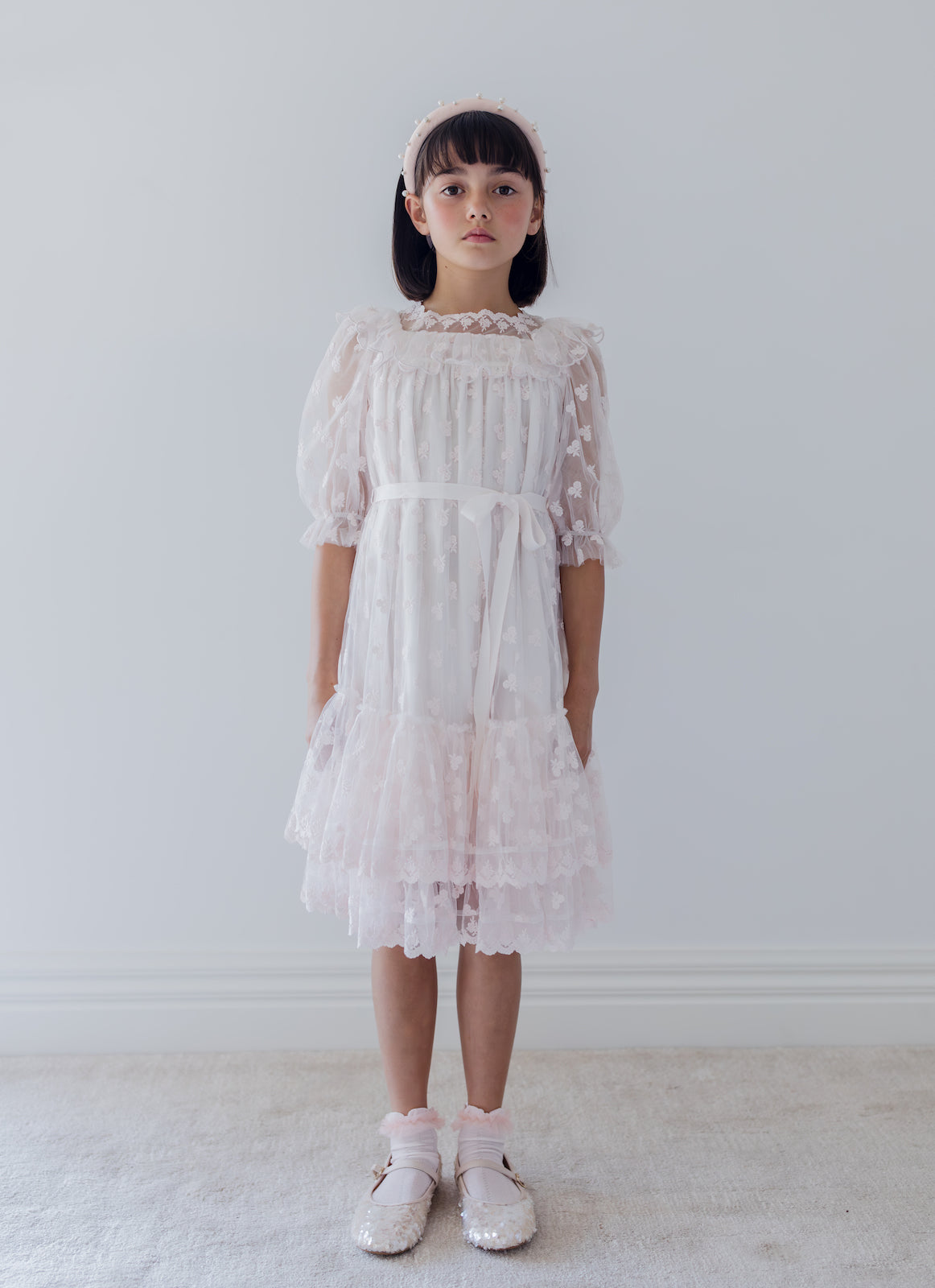 Embroidered Bud Tulle Dress