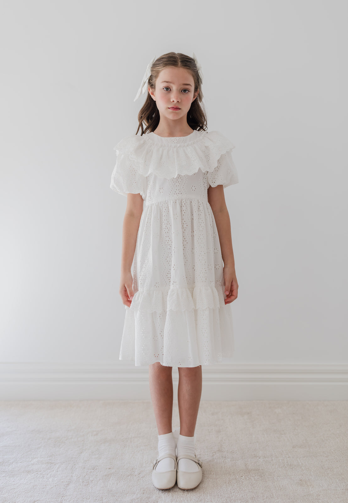 White Broderie Ruffle Dress
