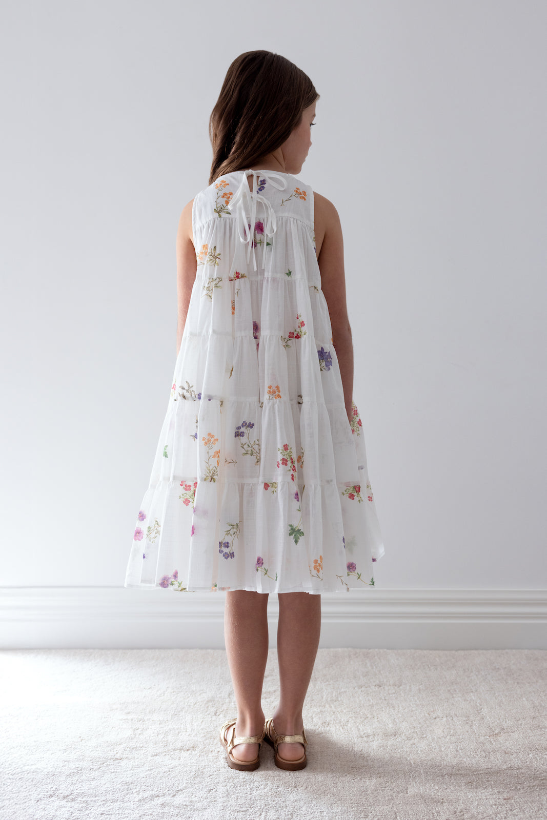 Floral Sketch Print Sleeveless Dress