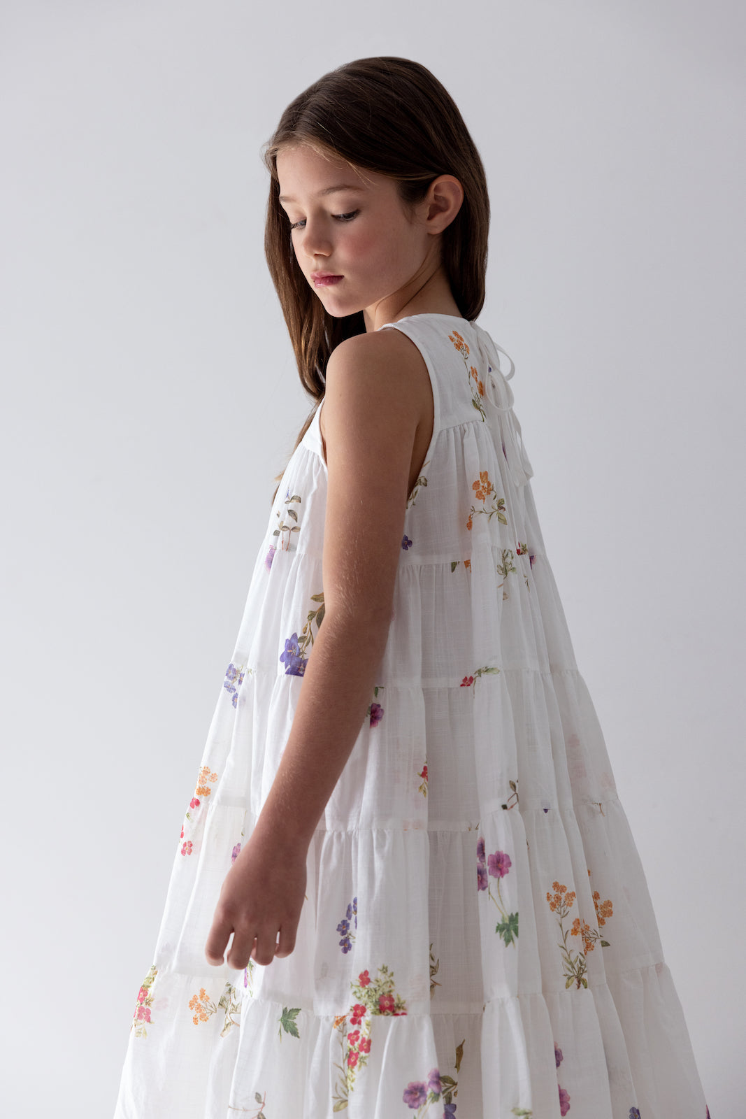 Floral Sketch Print Sleeveless Dress