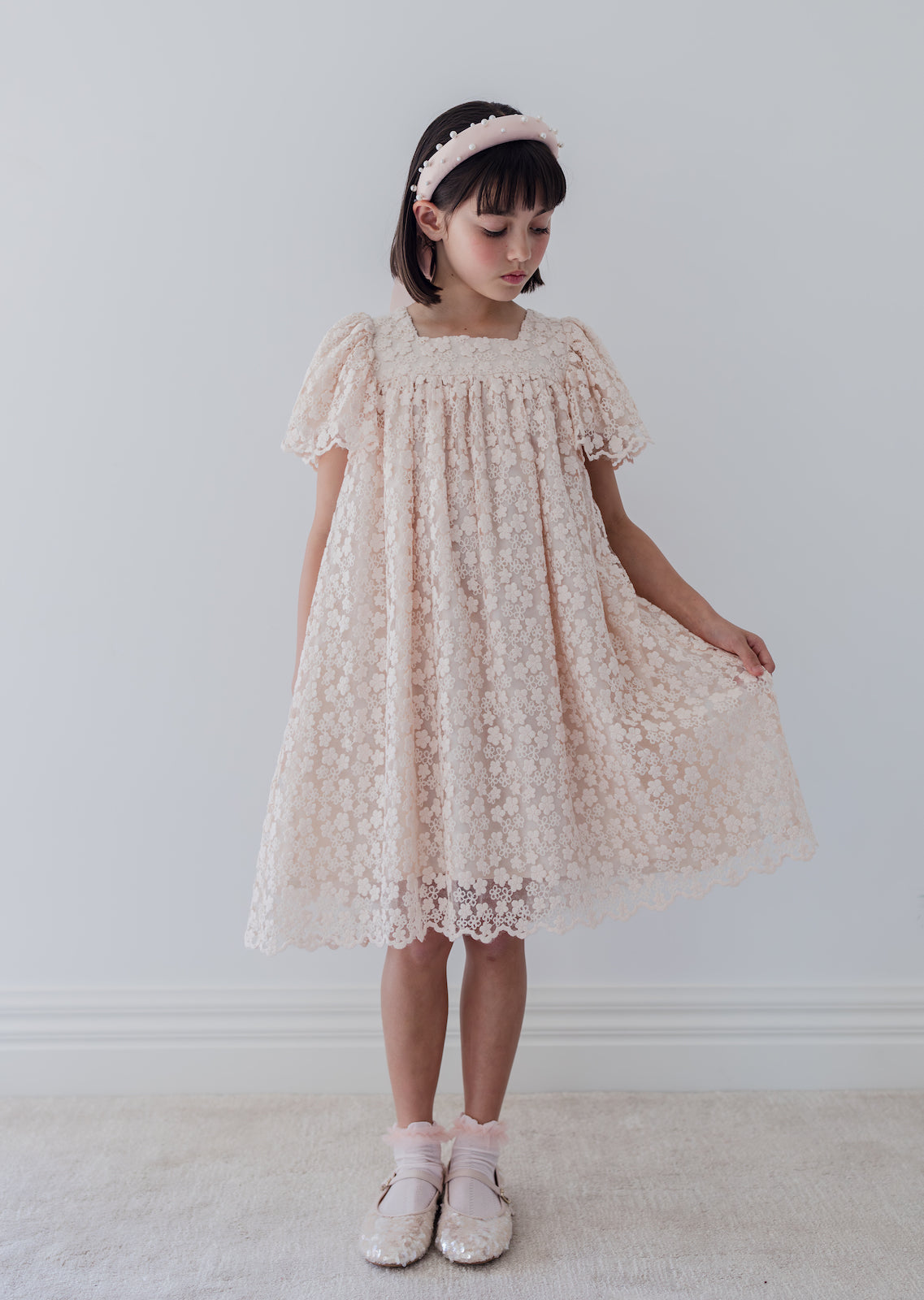 Embroidered Organza Babydoll Dress