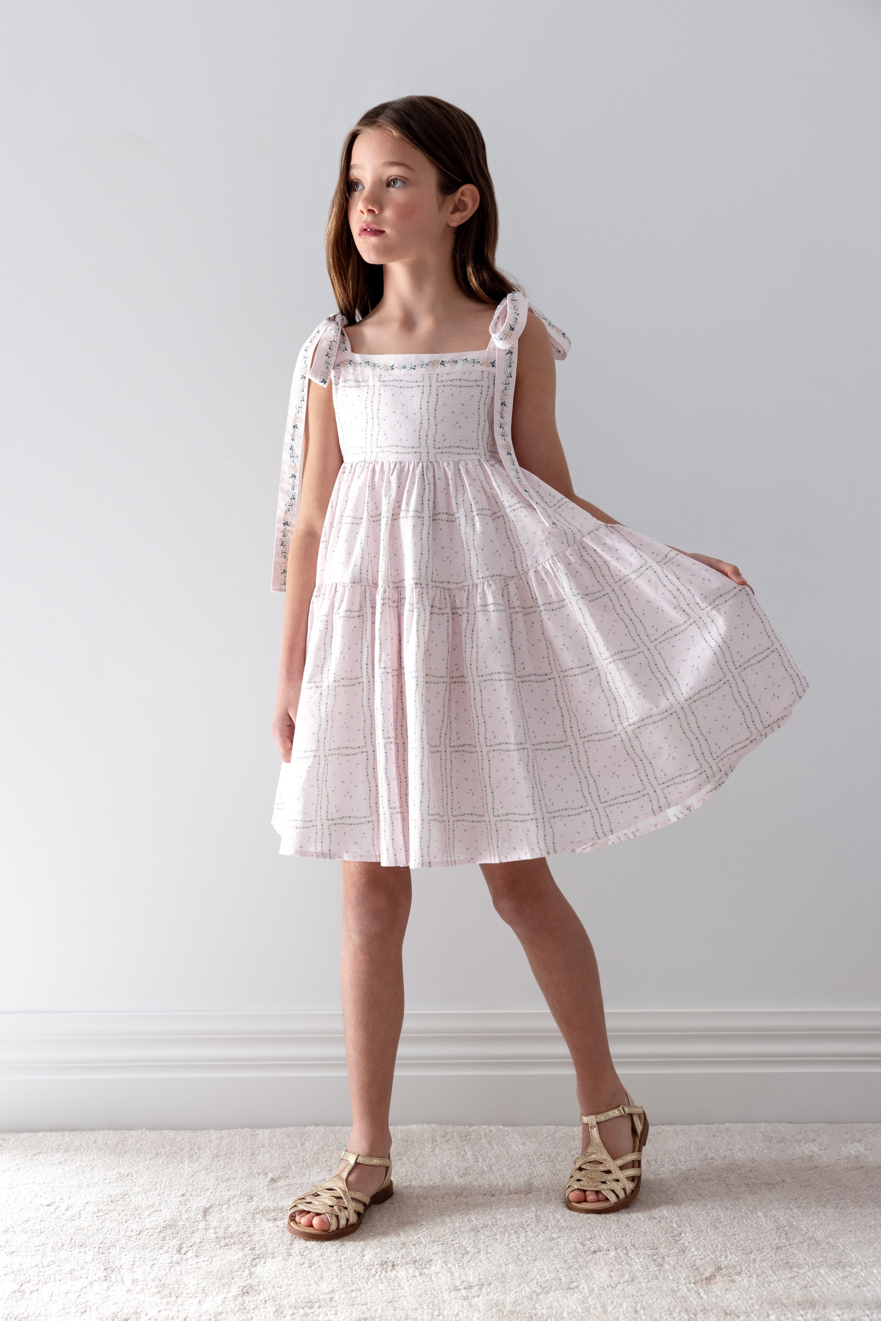 Delicate Border Printed Linen Cotton Dress
