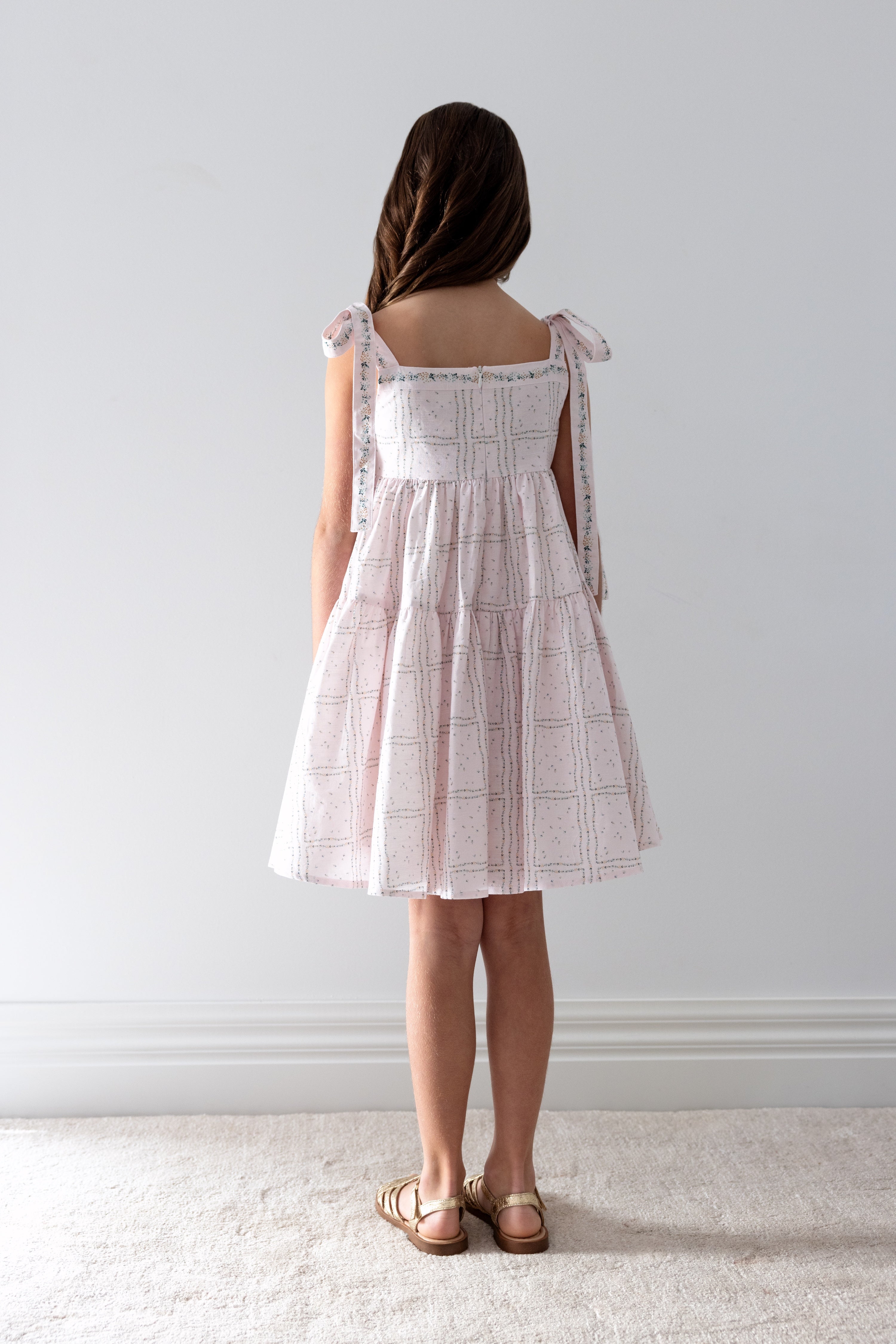 Delicate Border Printed Linen Cotton Dress
