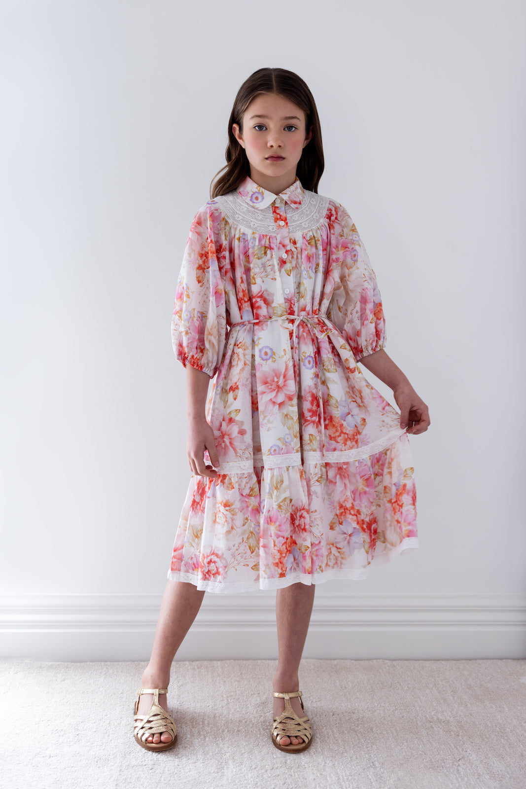 Delicate Bouquet Shirt Dress