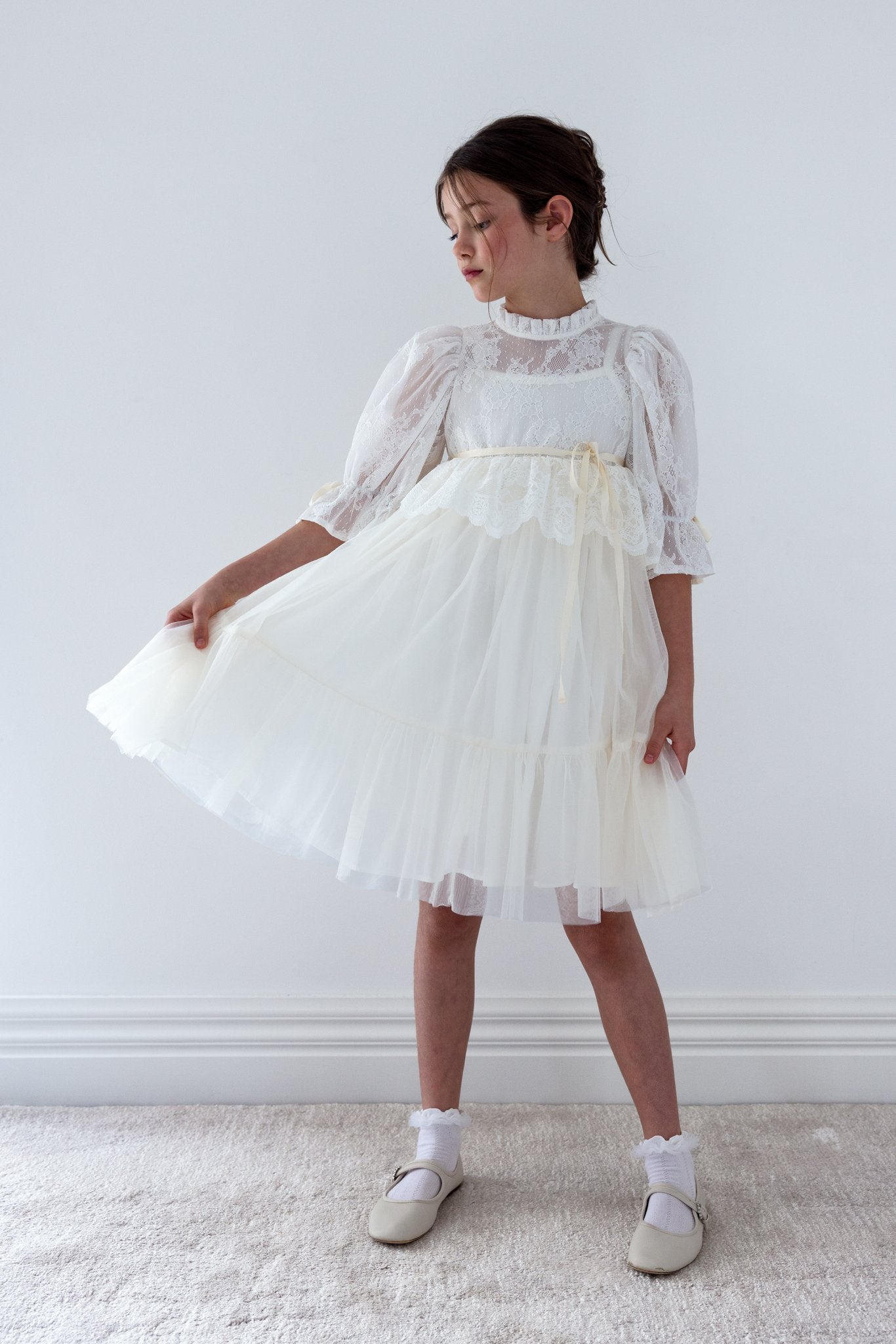 Lace Peplum Tulle Dress