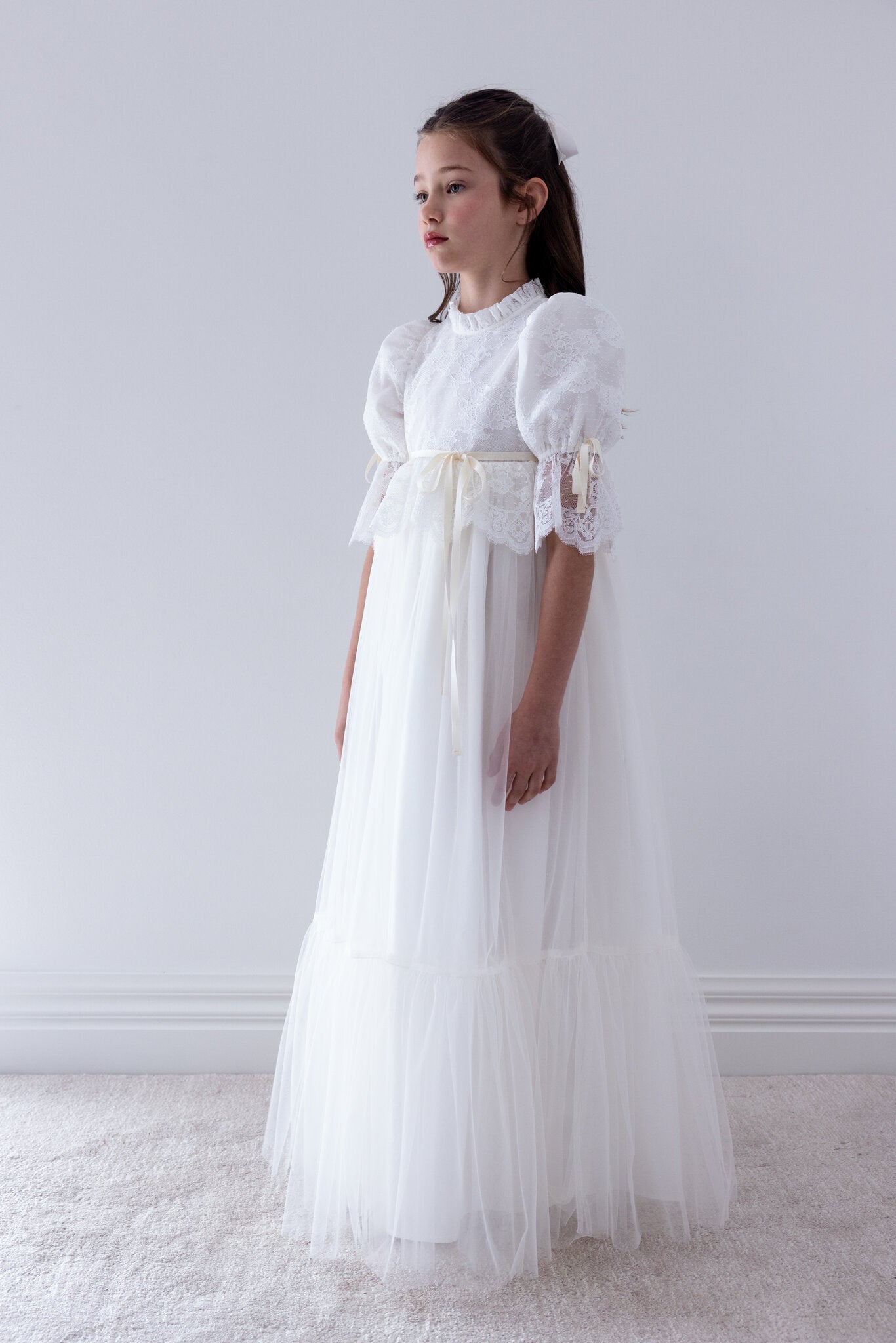 Lace Peplum Tulle Gown